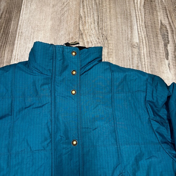 Vintage Woolrich teal pin striped puffer jacket ski coat parka 80s bomber - Picture 2 of 9